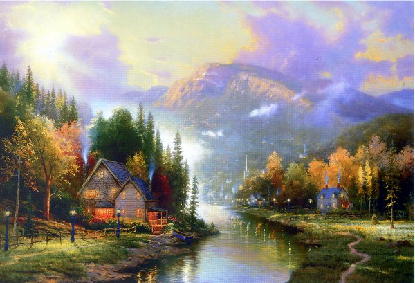 (image for) Handmade oil painting Copy paintings of famous artists Thomas Kinkade's painting,No.113 - Click Image to Close